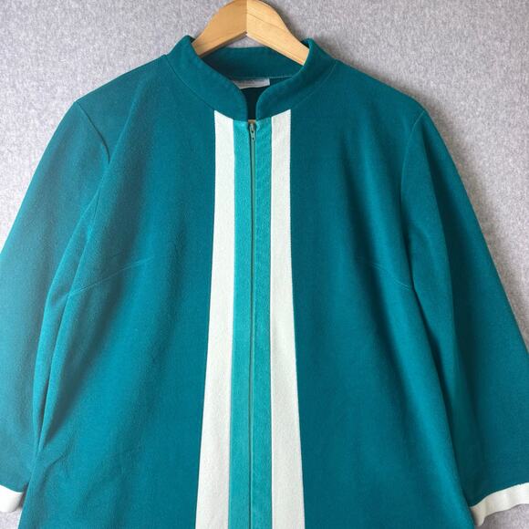 VTG JCPenney Housecoat Robe Women’s Sz 16 70s 80s Long Colorblock Green Retro - Picture 2 of 11